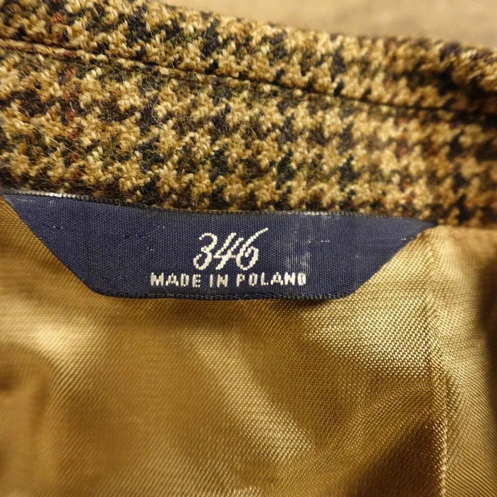 Brooks Brothers 346 Lambswool‎ Blazer Men’s 42R Brown Houndstooth Made in Poland